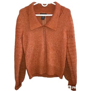 Johnny Collar Sweater‎ orange rust color size small NWT